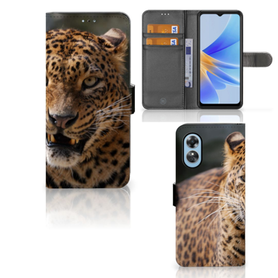 OPPO A17 | Telefoonhoesje | Met pasjeshouder | Luipaard OPPO A17 | Telefoonhoesje | Met pasjeshouder | Luipaard