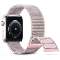 By Qubix - Nylon sport loop band - Zand roze - Extra sterke klittenbandsluiting - Compatible met Apple Watch 44mm / 45mm / 46mm / 49mm - Compatible - thumbnail