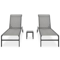 Ligbedden 2 st met tafel textileen en staal - thumbnail