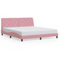 Bedframe met LED zonder matras fluweel roze 180x200 cm - thumbnail