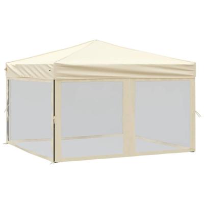 Partytent inklapbaar met zijwanden 3x3 m crmekleurig Partytent inklapbaar met zijwanden 3x3 m crmekleurig