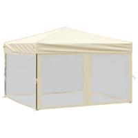 Partytent inklapbaar met zijwanden 3x3 m crmekleurig - thumbnail