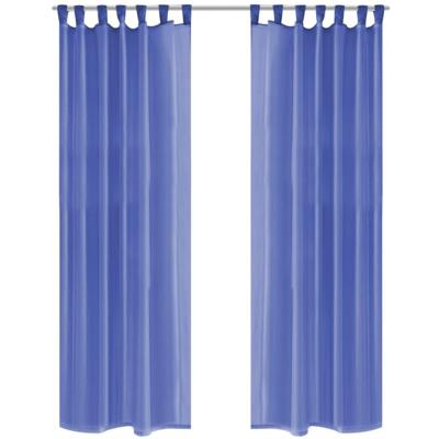 VidaXL Gordijnen voile 140x225 cm koningsblauw 2 st