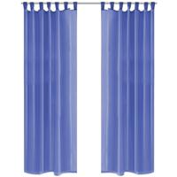 VidaXL Gordijnen voile 140x225 cm koningsblauw 2 st - thumbnail