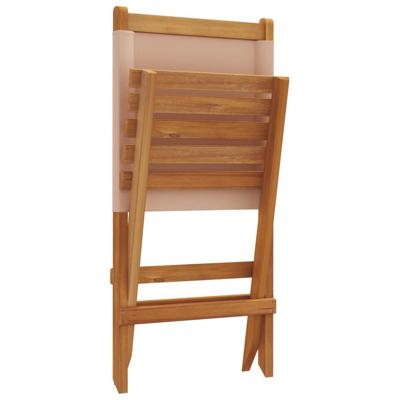 Tuinstoelen 6 st inklapbaar stof en massief hout taupe - thumbnail