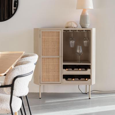 ZILT Wijnkast 'Meja' Rattan, 100 x 90cm