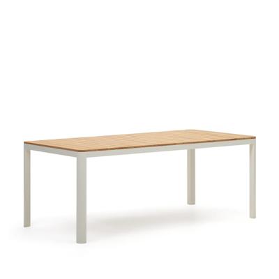 Kave Home Tuintafel 'Bona' Teakhout, 200 x 100cm, kleur Naturel/Wit