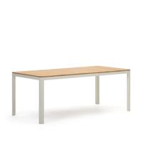 Kave Home Tuintafel 'Bona' Teakhout, 200 x 100cm, kleur Naturel/Wit - thumbnail