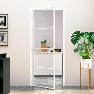 VidaXL Binnendeur 83x201,5 cm gehard glas en aluminium smal wit VidaXL Binnendeur 83x201,5 cm gehard glas en aluminium smal wit