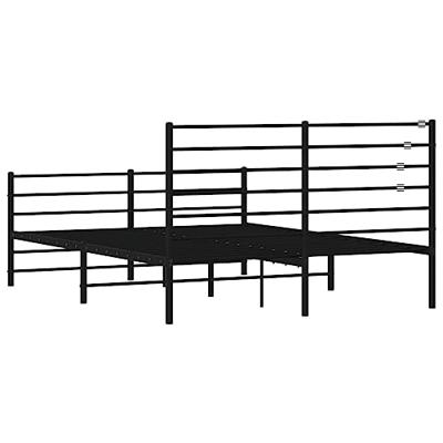 Bedframe met hoofd- en voeteneinde metaal zwart 150x200 cm - thumbnail