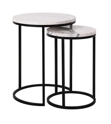 Richmond Bijzettafel 'Lexington' Marmer en Staal, Set van 2 stuks Richmond Bijzettafel 'Lexington' Marmer en Staal, Set van 2 stuks