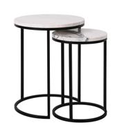 Richmond Bijzettafel 'Lexington' Marmer en Staal, Set van 2 stuks - thumbnail