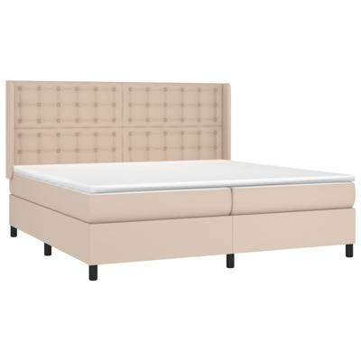 Boxspring met matras en LED kunstleer cappuccinokleur 180x200cm - thumbnail