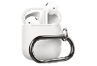 Airpods hoes van GEAR4 Apollo, beschermhoes van lichte silicone Airpods 1 en 2 hoes met aangebrachte clip, wit - thumbnail