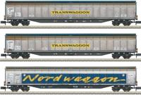 MiniTrix 18297 N 3-delige set grote schuiframen van de Transwaggon, MHI - thumbnail