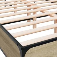Bedframe bewerkt hout metaal sonoma eikenkleurig 140x200 cm - thumbnail