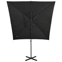 VidaXL Zweefparasol met paal en led-verlichting 250 cm zwart - thumbnail