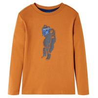 VidaXL Kindershirt met lange mouwen 128 donkerokerkleurig - thumbnail