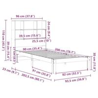 Bed met boekenkast zonder matras massief grenenhout 90x200 cm - thumbnail