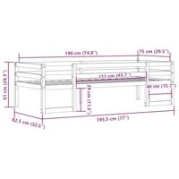 Kinderbedframe massief grenenhout wit 75x190 cm - thumbnail