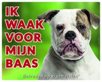 American Bulldog Waakbord - Ik waak voor mijn baas - thumbnail