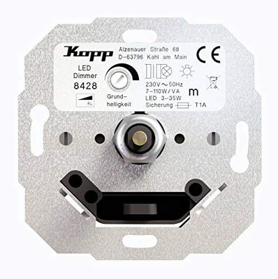 Kopp dimmer voor LED en gloei- halogeen LED 3-35W RL 7-110W druk/draai 8428