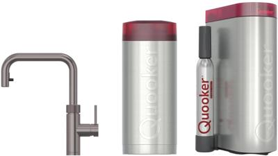 Quooker Flex Square met COMBI+ boiler en CUBE reservoir 5-in-1 kokend water kraan gunmetal