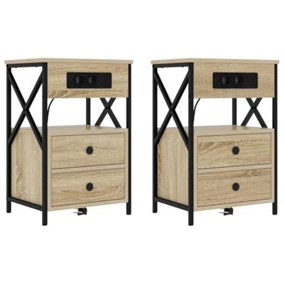 Nachtkastje 2 pcs Sonoma eiken 40 x 31 x 60 cm Bewerkt hout