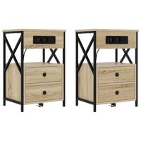 Nachtkastje 2 pcs Sonoma eiken 40 x 31 x 60 cm Bewerkt hout - thumbnail