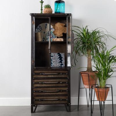 ZILT Vitrinekast Gregory met 4 laden - Bruin ZILT Vitrinekast Gregory met 4 laden - Bruin