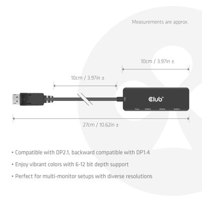 Club3D CSV-7330 DisplayPort naar drievoudige HDMI-adapter™ met 8K60Hz