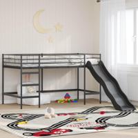 Kinder loft bedframe met glijbaan Zwart en Anthraciet - thumbnail