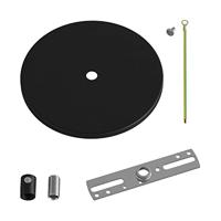 Plafondkap flush zwart platte pafondkap 1 uitgang 126mm - thumbnail