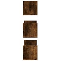 Wandschappen 3 st 58x18x18 cm bewerkt hout gerookt eikenkleurig - thumbnail