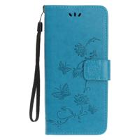 Shop4 - iPhone 11 Hoesje - Wallet Case Bloemen Vlinder Blauw - thumbnail
