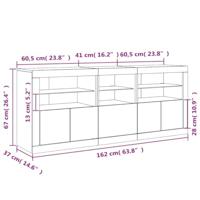 Dressoir met LED-verlichting 162x37x67 cm zwart - thumbnail