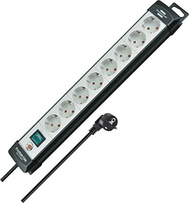 Brennenstuhl Premium-Line stekkerdoos 8-voudig zwart/lichtgrijs 5m H05VV-F 3G1,5 - 1951580101 - thumbnail