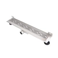 Wiesbaden 3e generatie douchegoot met muurflens en rooster 70 x 7 cm RVS - thumbnail