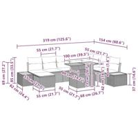 9-delige tuinsofa set met kussens in beige poly rattan - thumbnail