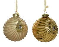 Kerstbal Glas Diamant Ø8cm Assorti 1st - thumbnail