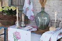 Clayre & Eef Pannenlap 16x16 cm Blauw Roze Katoen Hortensia - thumbnail