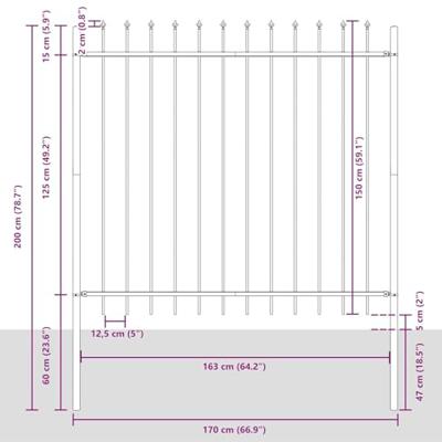 Tuinhek 6 pcs Grijs 10,2 x 1,5 m Poedercoating staal