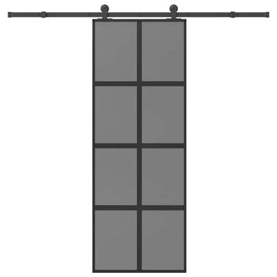 Schuifdeur met beslag 76x205 cm gehard glas en aluminium