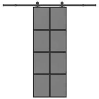 Schuifdeur met beslag 76x205 cm gehard glas en aluminium - thumbnail