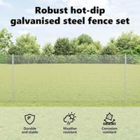VidaXL Hek met paal zilver 1 x 25 m staal - thumbnail