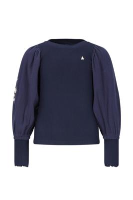 Like Flo winter top meisjes - navy blauw - Eloise - rib - ballonmouwen