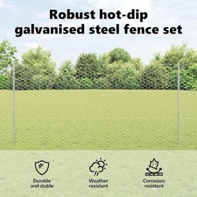 VidaXL Hek met paal zilver 1,2 x 10 m staal