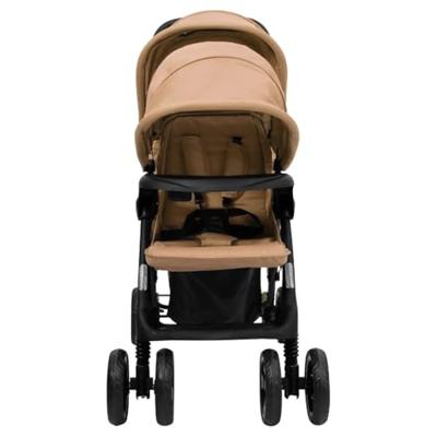 VidaXL Tweelingkinderwagen tandem staal taupe VidaXL Tweelingkinderwagen tandem staal taupe