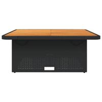 Tuintafel 110x110x71 cm poly rattan en massief acaciahout zwart - thumbnail