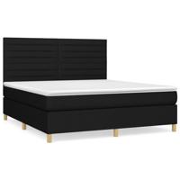 Boxspring met matras stof zwart 160x200 cm - thumbnail